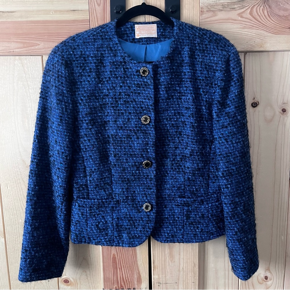 Pendleton Vintage Women’s Size 12  Wool Jacket Blazer Cardigan Blue Plaid